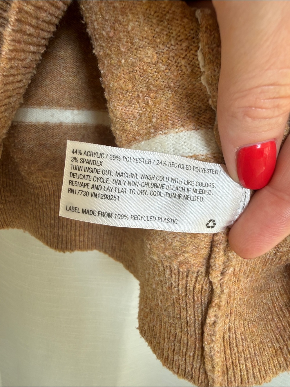 A New Day Tan & Cream Oversized Striped Mock Neck Cozy Sweater | Size XS - Picture 10 of 10